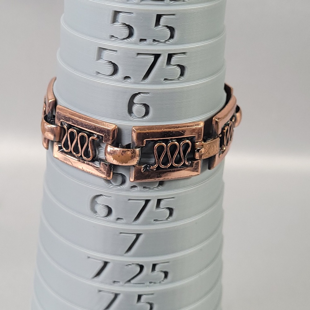 Vintage Renoir Copper Link Bracelet Mid Century Modern Geometric MCM Signed - Picture 7 of 8